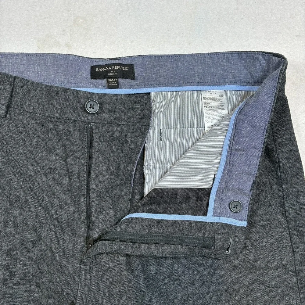 Banana Republic Aiden Chino Mens 36x32 Dark Gray Slim Fit Luxury Preppy Dress